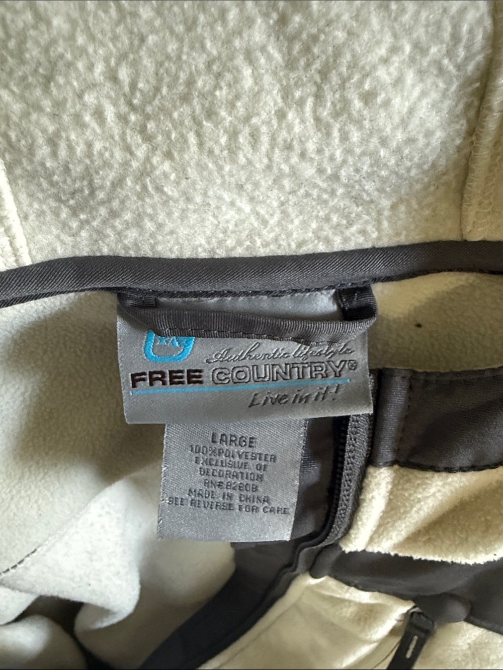 Free Country Cream Sherpa Jacket with Gray Trim